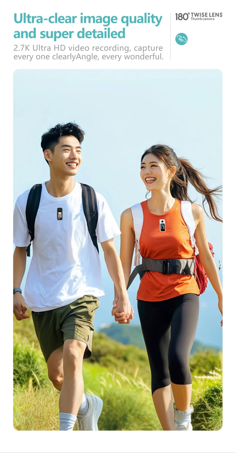 Mini 2.7K Thumb Action Camera – 1080P Pocket WiFi Sport Cam