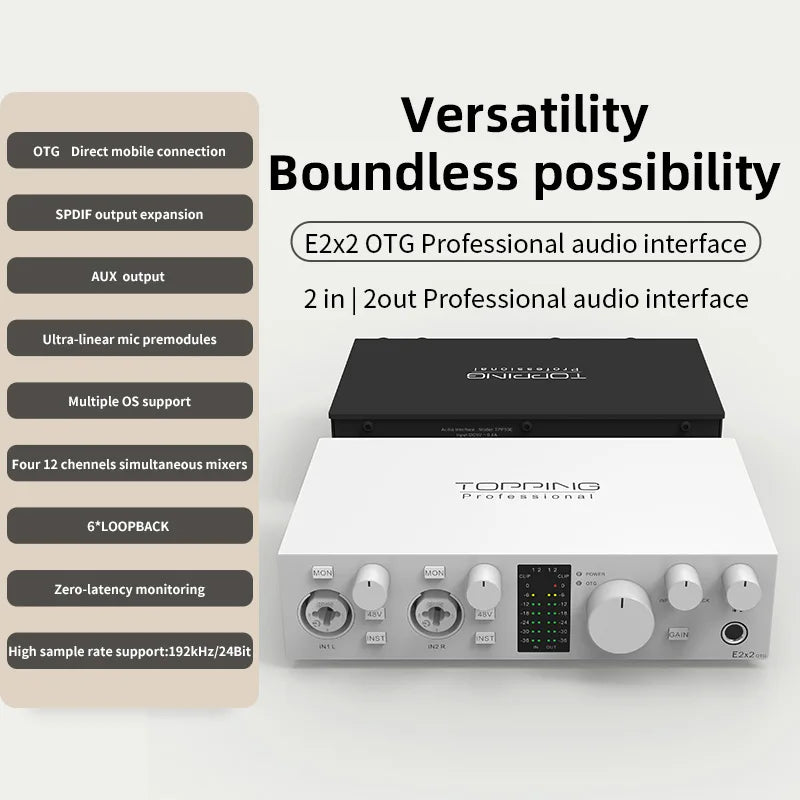 E2x2 OTG Audio Interface – 2 In 2 Out Professional Sound Card
