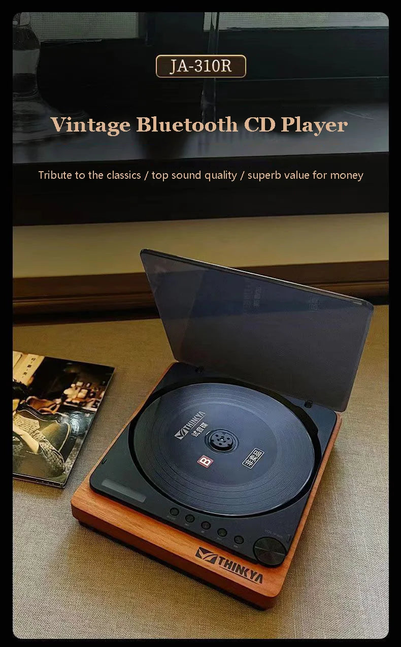 Wooden HiFi CD Player – Bluetooth 5.1 & USB Lossless Music Player