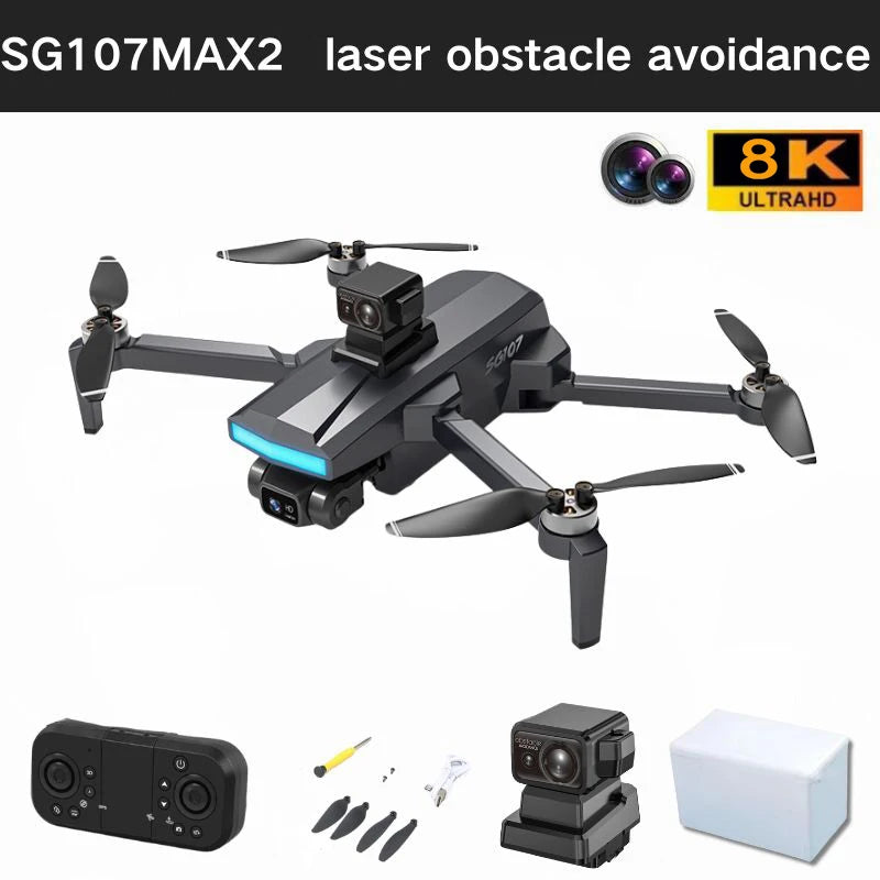 SG107 Max2 8K Drone – 5G GPS Foldable Quadcopter with Laser Obstacle Avoidance