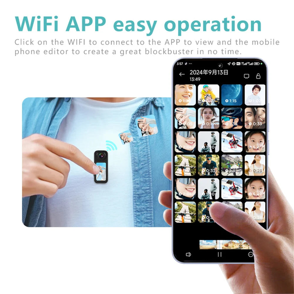 Mini 2.7K Thumb Action Camera – 1080P Pocket WiFi Sport Cam