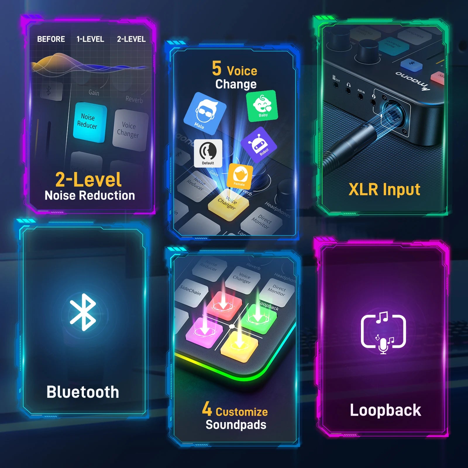 G1 NEO Gaming Audio Mixer – RGB XLR Interface for Streaming & Podcasting