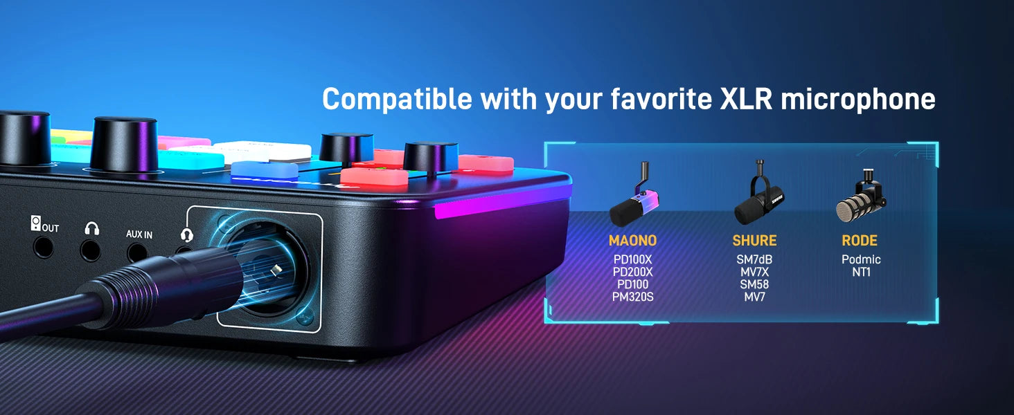 G1 NEO Gaming Audio Mixer – RGB XLR Interface for Streaming & Podcasting