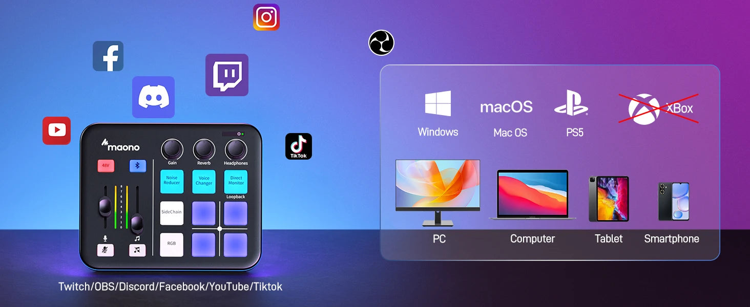 G1 NEO Gaming Audio Mixer – RGB XLR Interface for Streaming & Podcasting