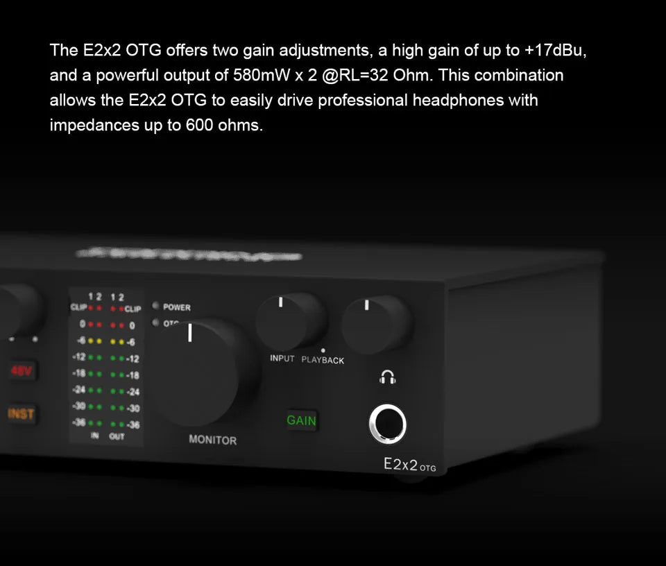 E2x2 OTG Audio Interface – 2 In 2 Out Professional Sound Card