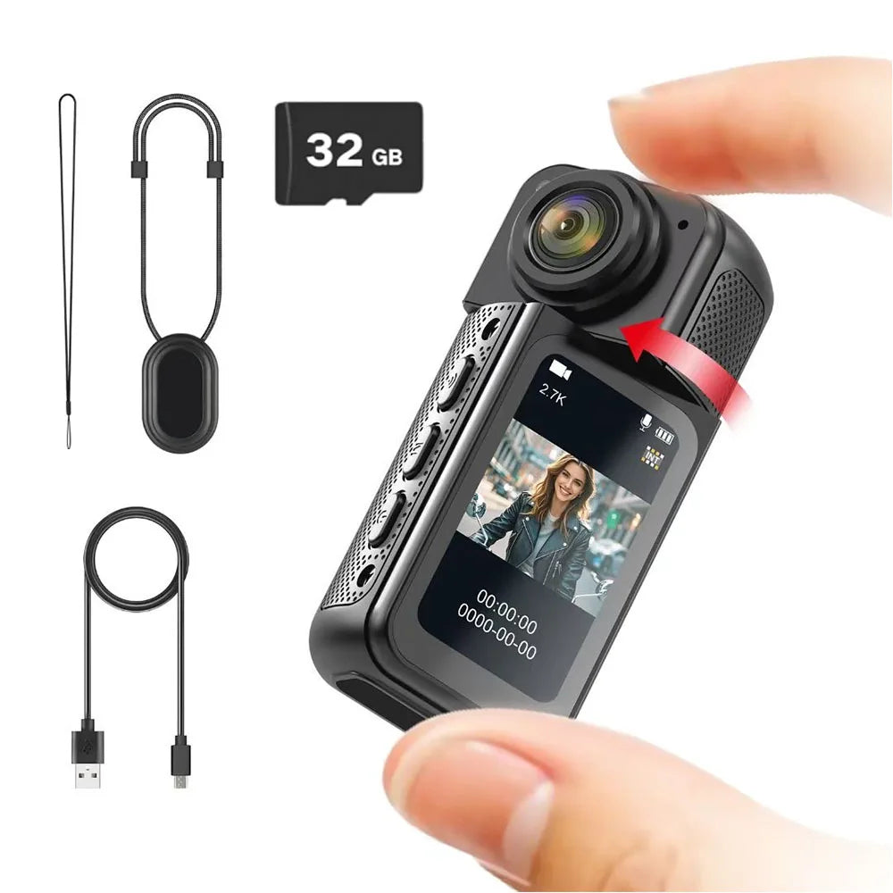 Mini 2.7K Thumb Action Camera – 1080P Pocket WiFi Sport Cam