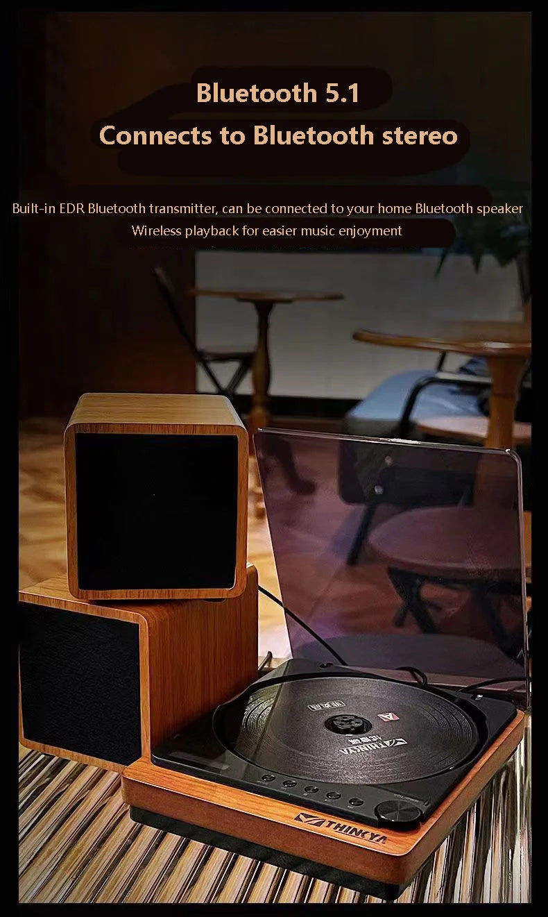 Wooden HiFi CD Player – Bluetooth 5.1 & USB Lossless Music Player