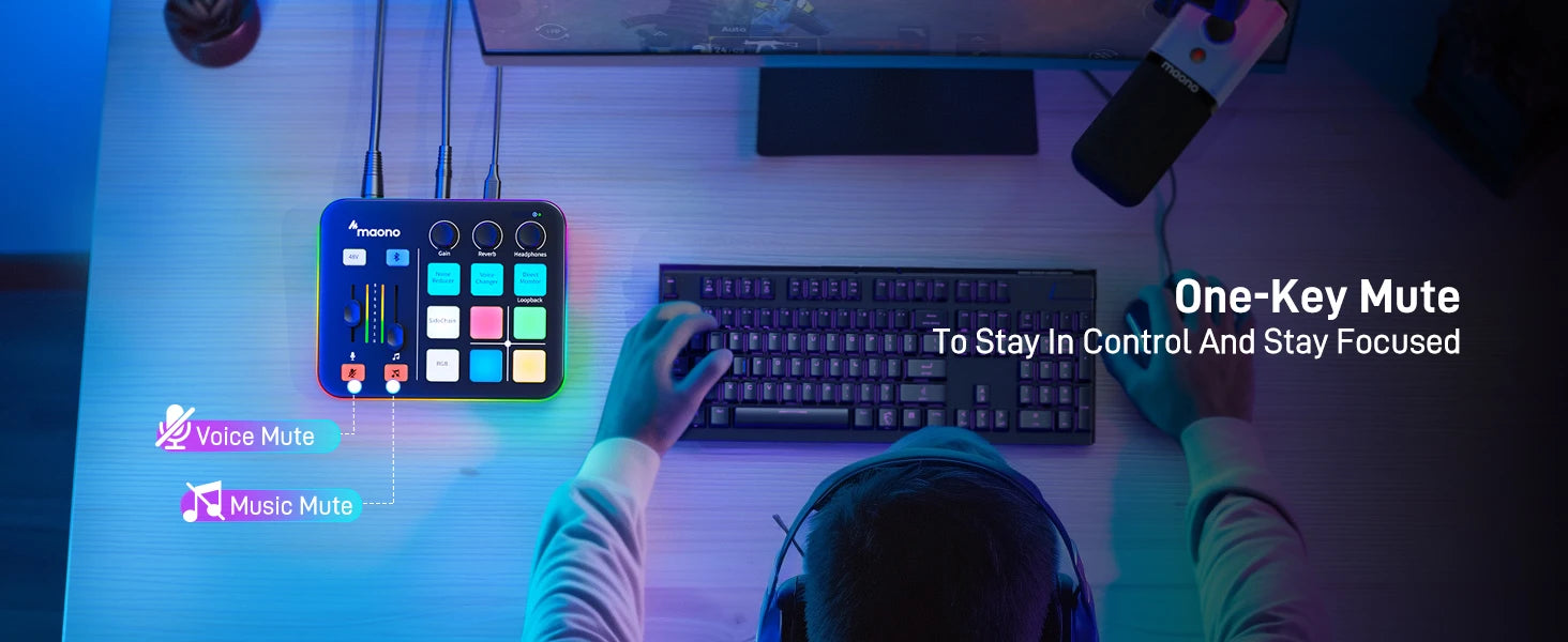 G1 NEO Gaming Audio Mixer – RGB XLR Interface for Streaming & Podcasting