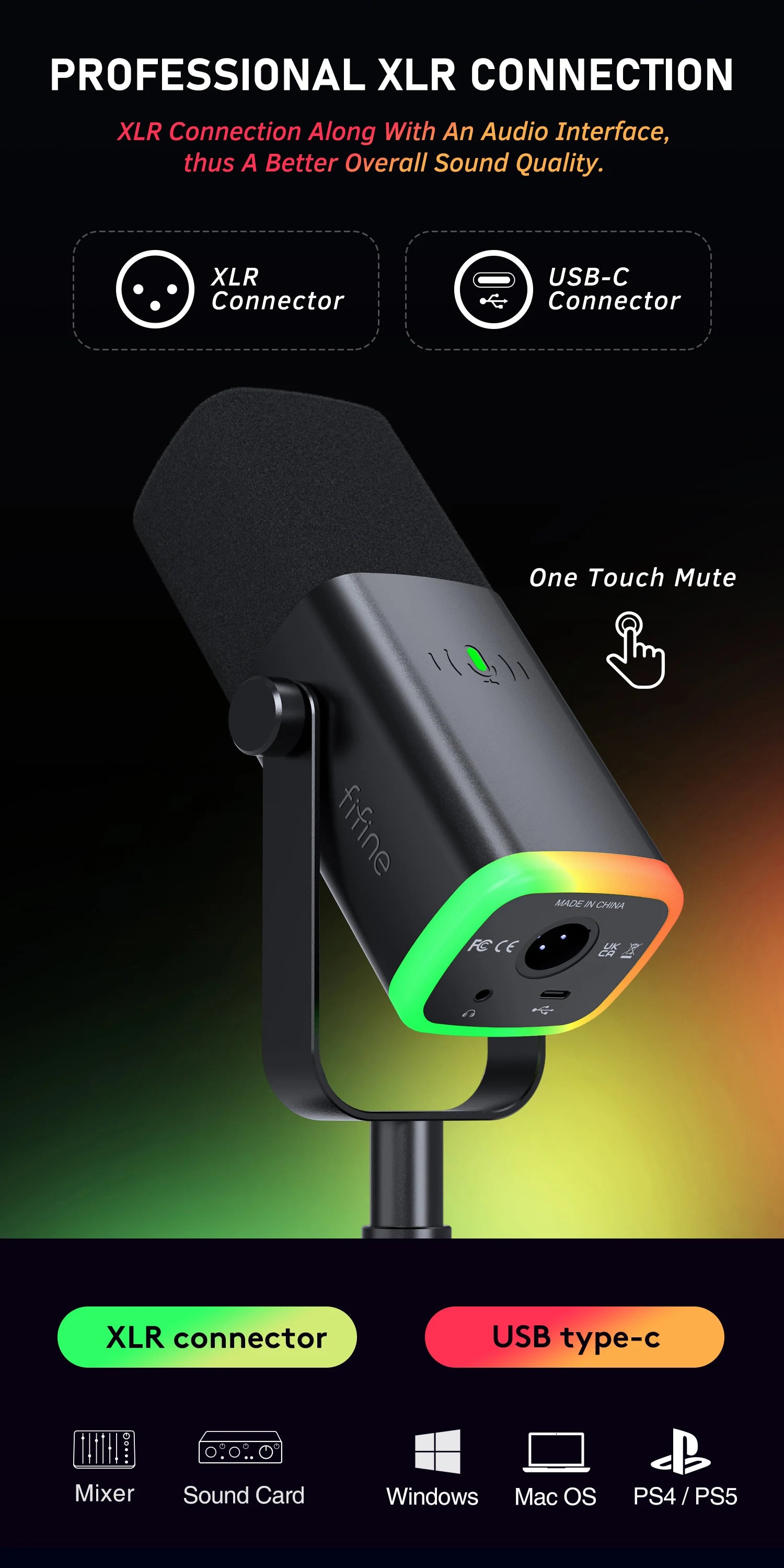 AmpliGame AM8 USB/XLR Dynamic Microphone – Gaming & Studio Mic