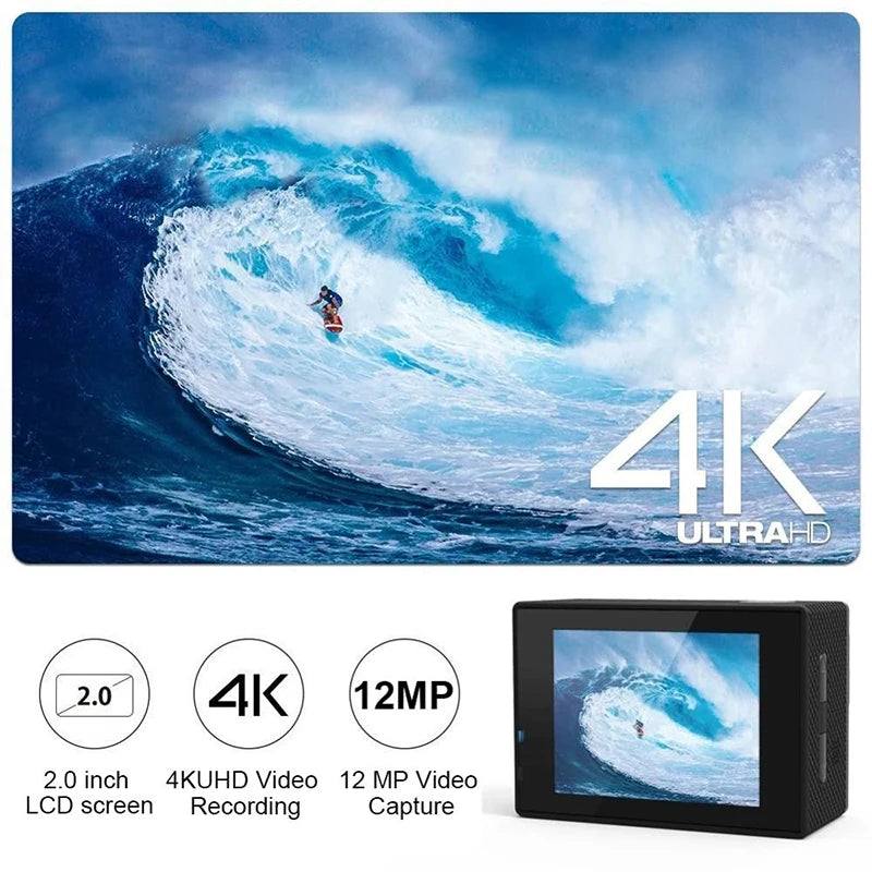 4K Action Camera – Waterproof WiFi Sports Cam with 2.0" Screen