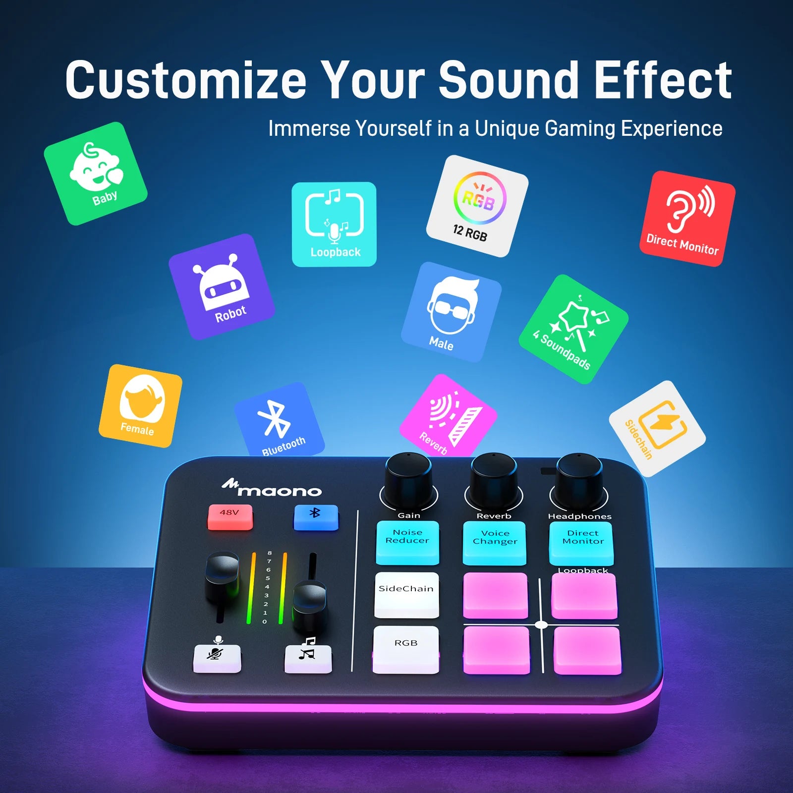 G1 NEO Gaming Audio Mixer – RGB XLR Interface for Streaming & Podcasting