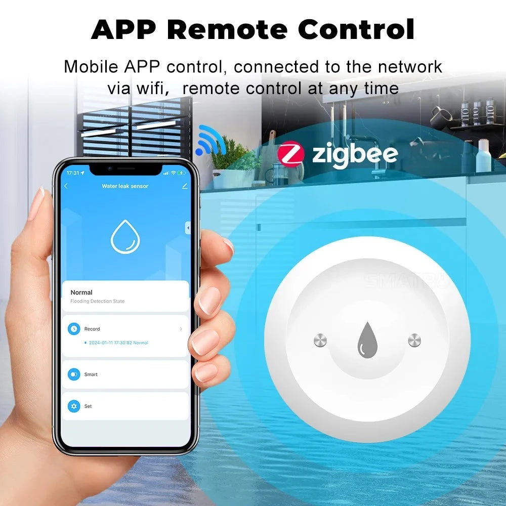 Zigbee Smart Water Sensor – Flood & Leak Detector for Home