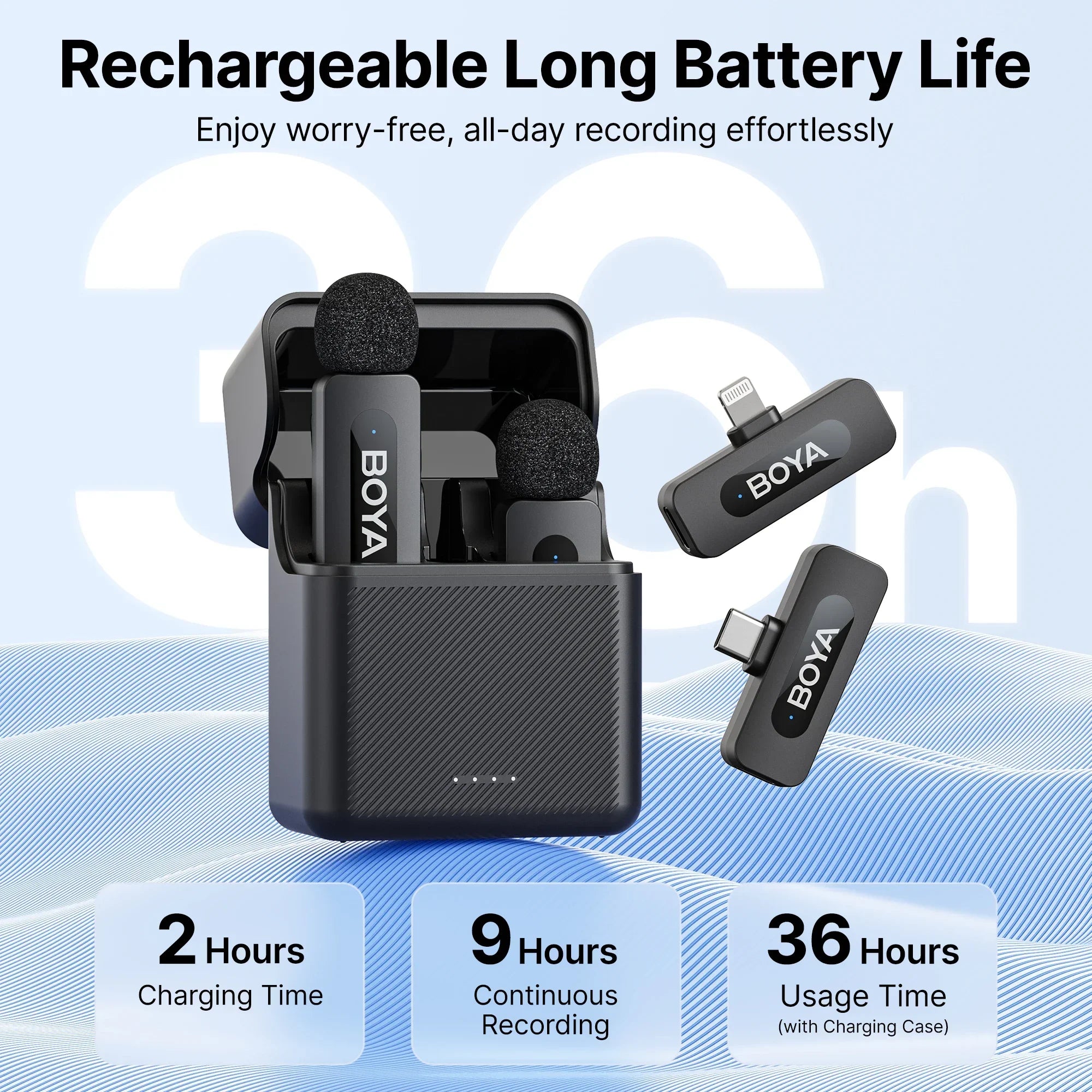 BY-V3 Wireless Lavalier Microphone – Noise-Cancelling Mic for Phone & Camera