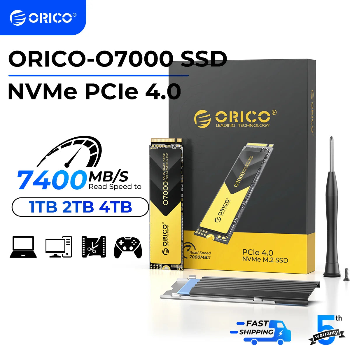 O7000 2TB NVMe SSD – PCIe 4.0 M.2 7400MB/s Internal Drive