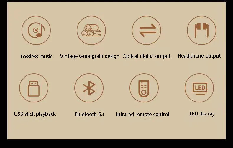 Wooden HiFi CD Player – Bluetooth 5.1 & USB Lossless Music Player