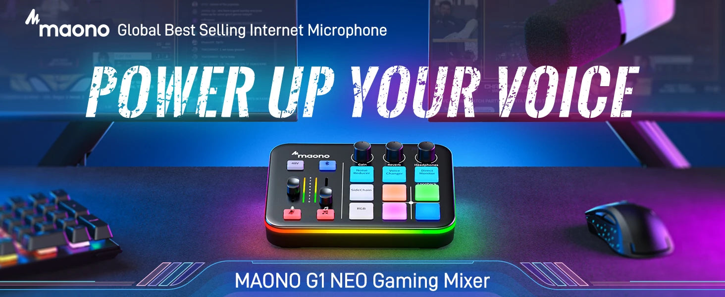 G1 NEO Gaming Audio Mixer – RGB XLR Interface for Streaming & Podcasting